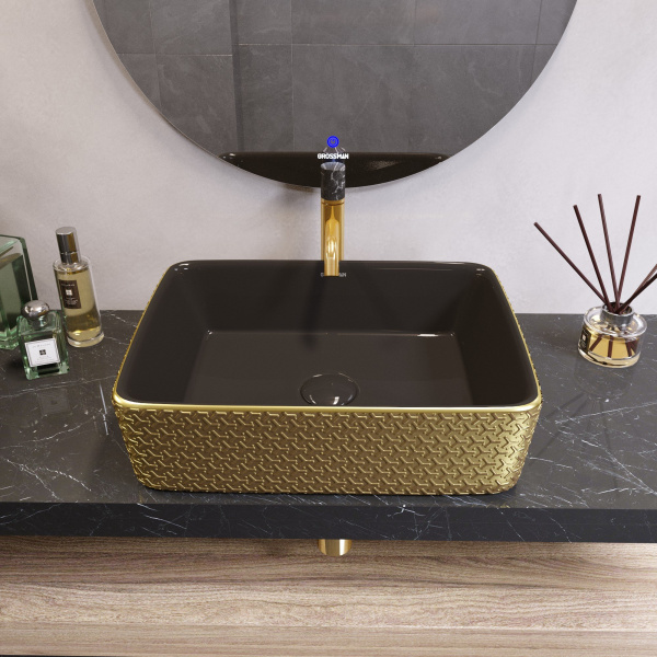 Раковина чаша Grossman GR-3016GBR (480х370х130) золото